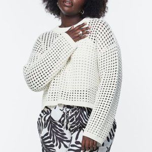 NEW H&M Pointelle-knit Sweater White Ivory Cream